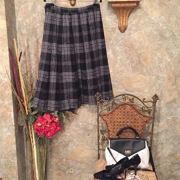 Pendleton wool classic pleated skirt Paisley print on top of stripe checkerd - Picture 4 of 8